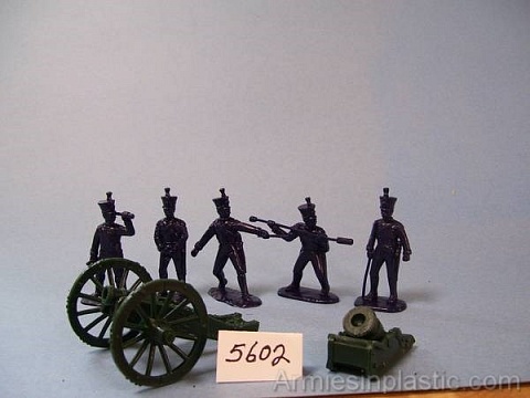 1/32 Napoleonic Wars Waterloo 1815 French Line Foot Artillery (5) w/Howitzer & Mortar №1
