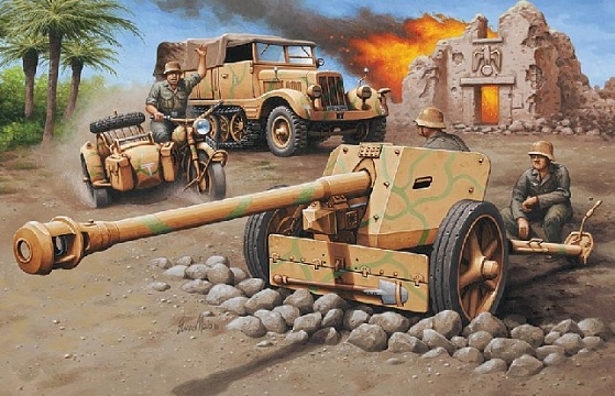 1/76 SdKfz 11 Halftrack, 7.5cm Pak 40 Gun, R75 Motorcycle & 2/Crew №1