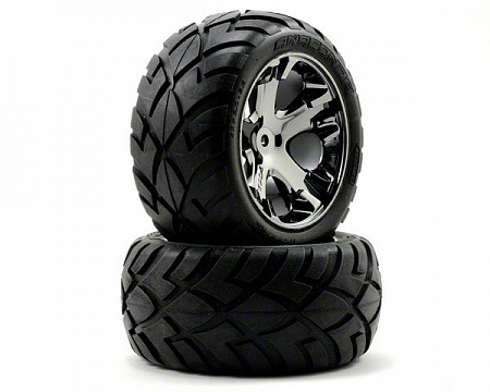 Anaconda Tires on Black Chrome All-Star Wheels Nitro Rear HEX12mm 2pcs