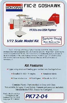 1/72 Monogram F11C2 Goshawk 1930s USN Fighter (Ltd Run) №1