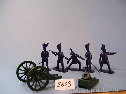 1/32 Napoleonic Wars Waterloo 1815 French Old Guard Foot Artillery (5) w/Howitzer & Mortar №1