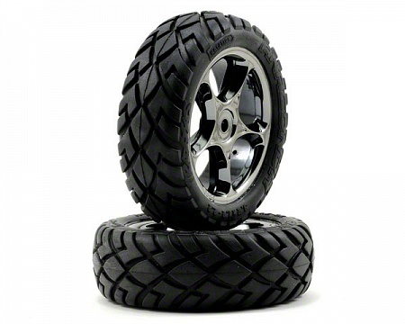 Anaconda 2.2 Tires Glued on Tracer Black Chrome Wheels Front Left & Right Bandit